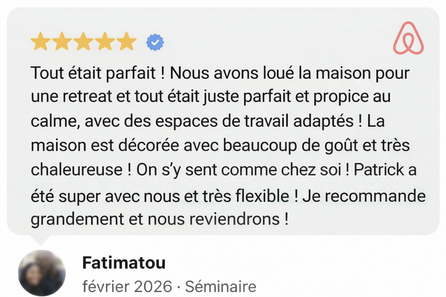 Critique de location pour séminaire février 2026